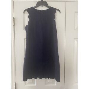 J. Crew Womens Scallop Sheath Dress Size 4 Navy Blue Sleeveless Back Zip